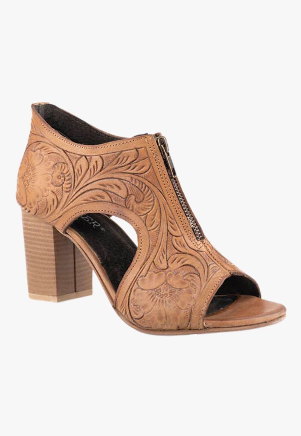 Roper FOOTWEAR - Womens Heels Roper Womens Mika Front Zip Leather Heels