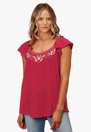 Roper CLOTHING-Womens Dress Tops / Shirts Roper Womens Studio West Short Sleeve Top