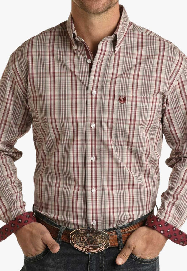 Rough Stock Mens Plaid Button Down Long Sleeve Shirt- W. Titley & Co
