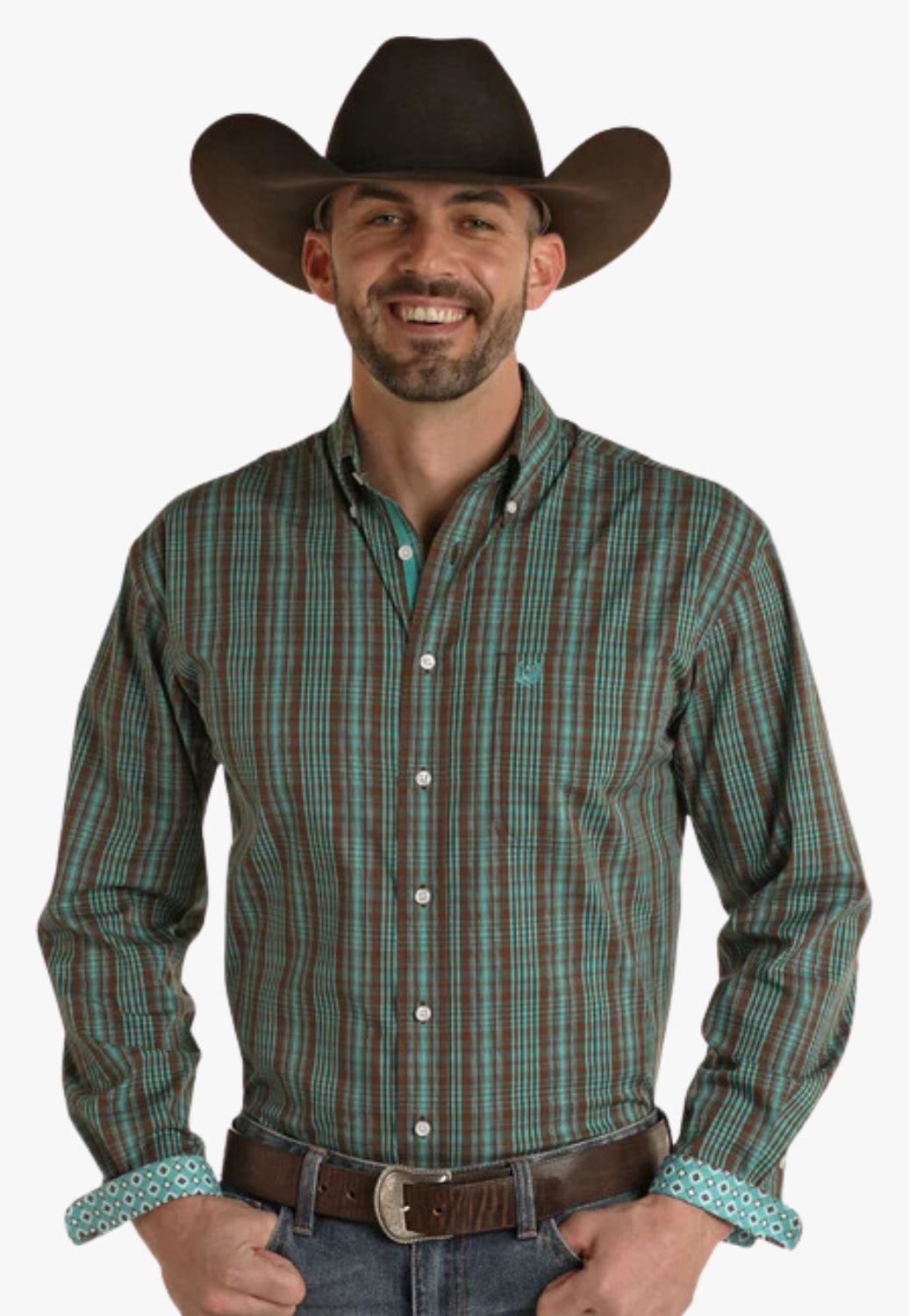 Rough Stock CLOTHING-Mens Long Sleeve Shirts Rough Stock Mens Plaid Button Down Long Sleeve Shirt