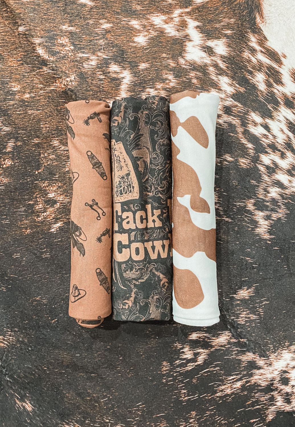 The Whole Herd CLOTHING-Infants Brown/White The Whole Herd Infants Tack Up Cowkid Swaddle