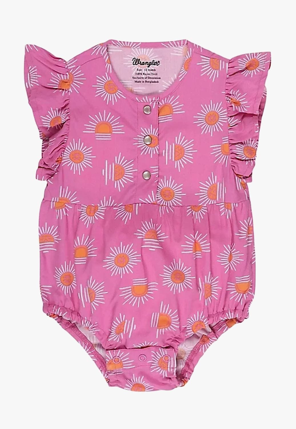 Wrangler CLOTHING-Infants Wrangler Baby Girls Sunflower Ruffle Sleeve Bodysuit