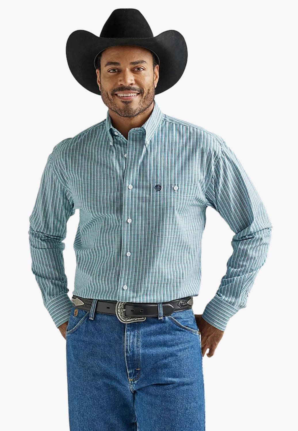 Wrangler CLOTHING-Mens Long Sleeve Shirts Wrangler Mens George Strait Long Sleeve Shirt