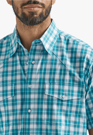 Wrangler CLOTHING-Mens Short Sleeve Shirts Wrangler Mens Wrinkle Resist Short Sleeve Shirt