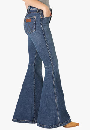 Wrangler CLOTHING-Womens Jeans Wrangler Womens Retro High Rise Green Trumpet Flare Jean