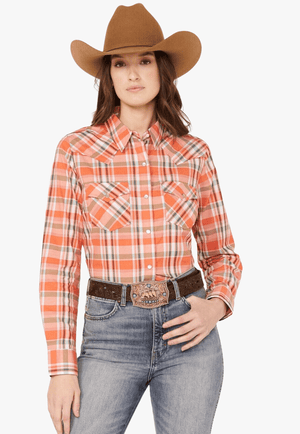 Wrangler CLOTHING-Womens Long Sleeve Shirts Wrangler Womens Western Snap Long Sleeve Shirt