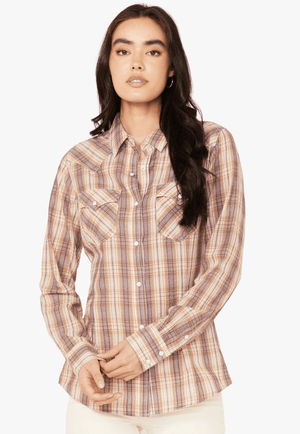 Wrangler CLOTHING-Womens Long Sleeve Shirts Wrangler Womens Western Snap Long Sleeve Shirt