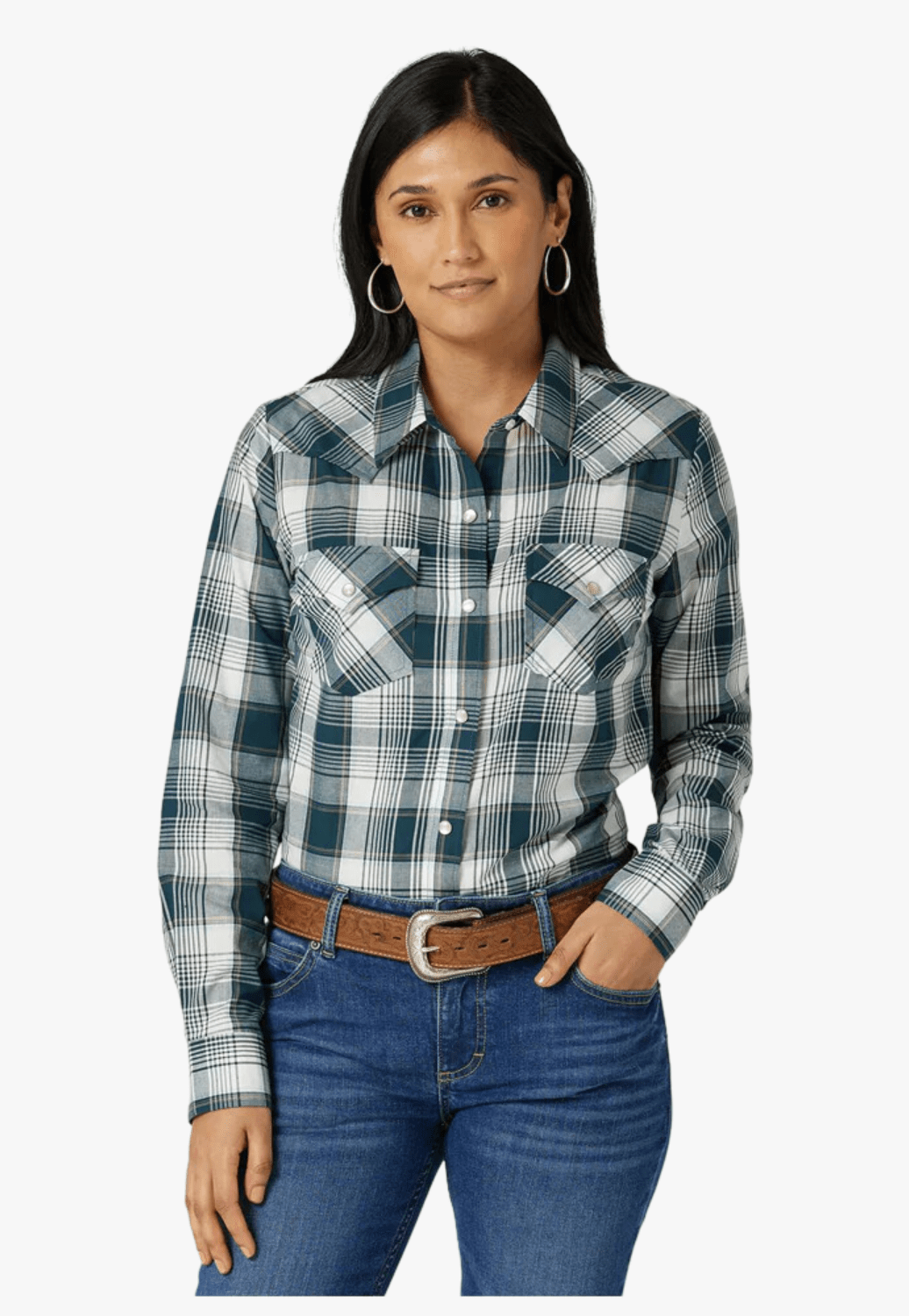 Wrangler CLOTHING-Womens Long Sleeve Shirts Wrangler Womens Western Snap Long Sleeve Shirt