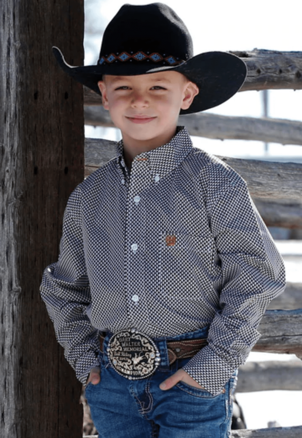 Cinch CLOTHING-Boys Long Sleeve Shirts Cinch Boys Geo Print Long Sleeve Shirt