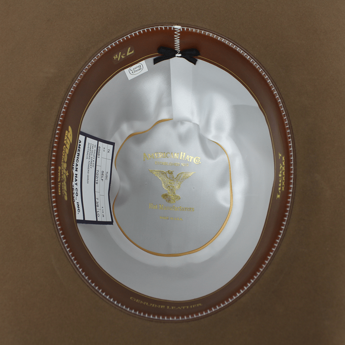 American Hat Company HATS - Felt American Hat 7X Open Crown Hat Self Band