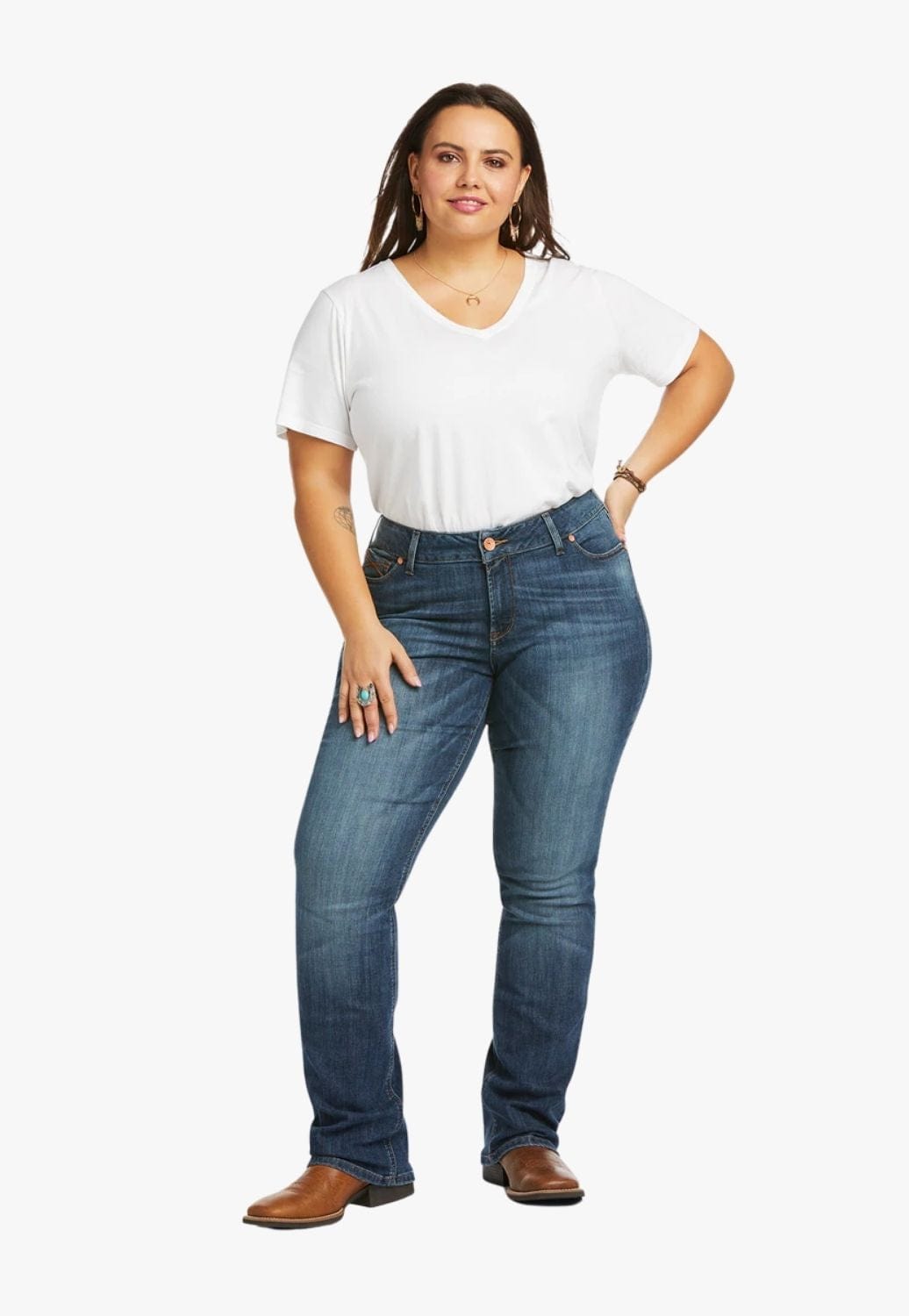 Ariat CLOTHING-Womens Jeans Aiat Womens REAL Mid Rise Straight Leg Jean
