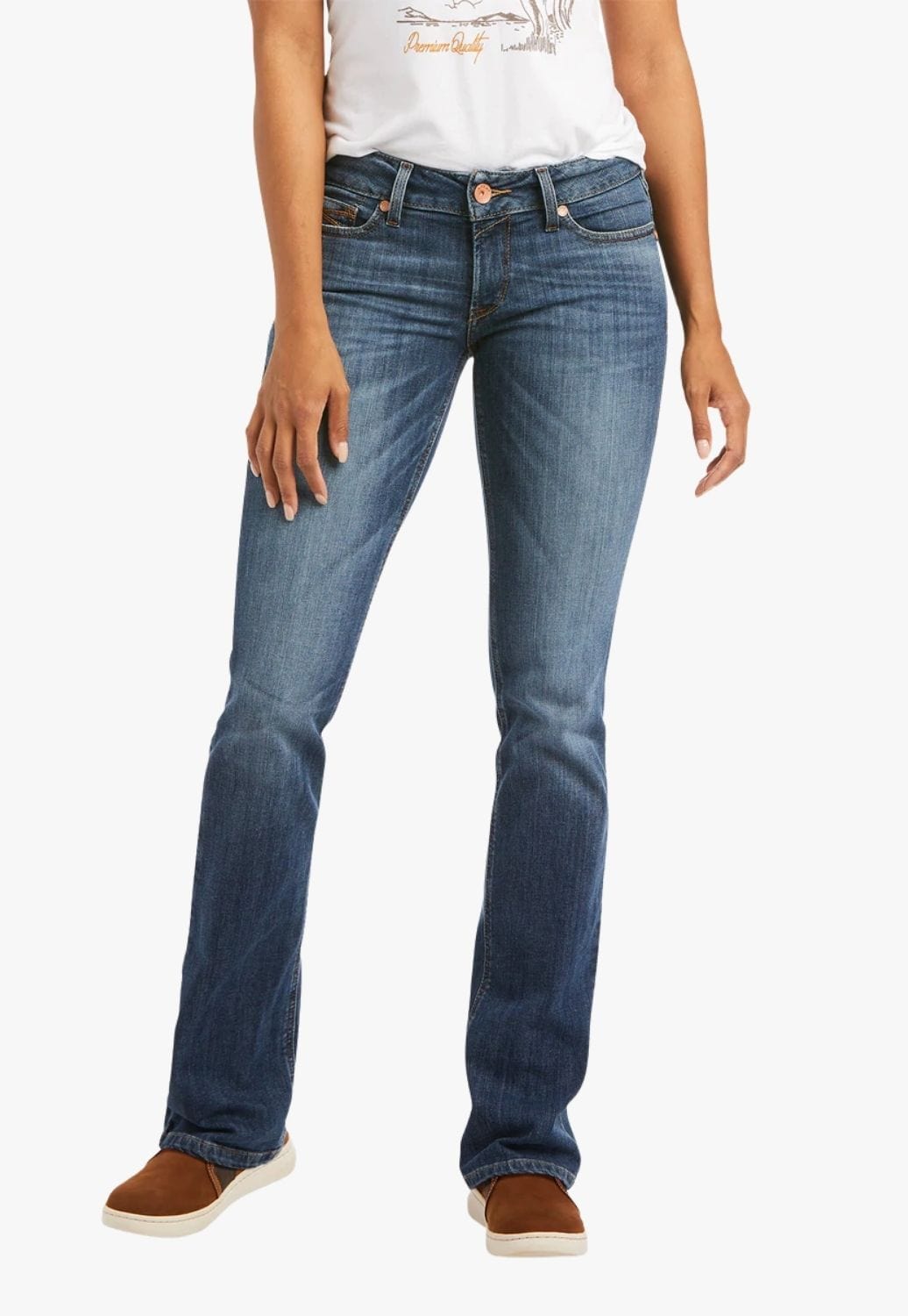 Ariat CLOTHING-Womens Jeans Aiat Womens REAL Mid Rise Straight Leg Jean