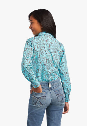 Ariat CLOTHING-Girls Long Sleeve Shirts Ariat Girls REAL Bucking Bronc Long Sleeve Shirt