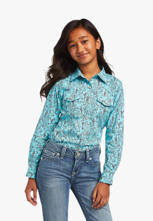 Ariat CLOTHING-Girls Long Sleeve Shirts Ariat Girls REAL Bucking Bronc Long Sleeve Shirt