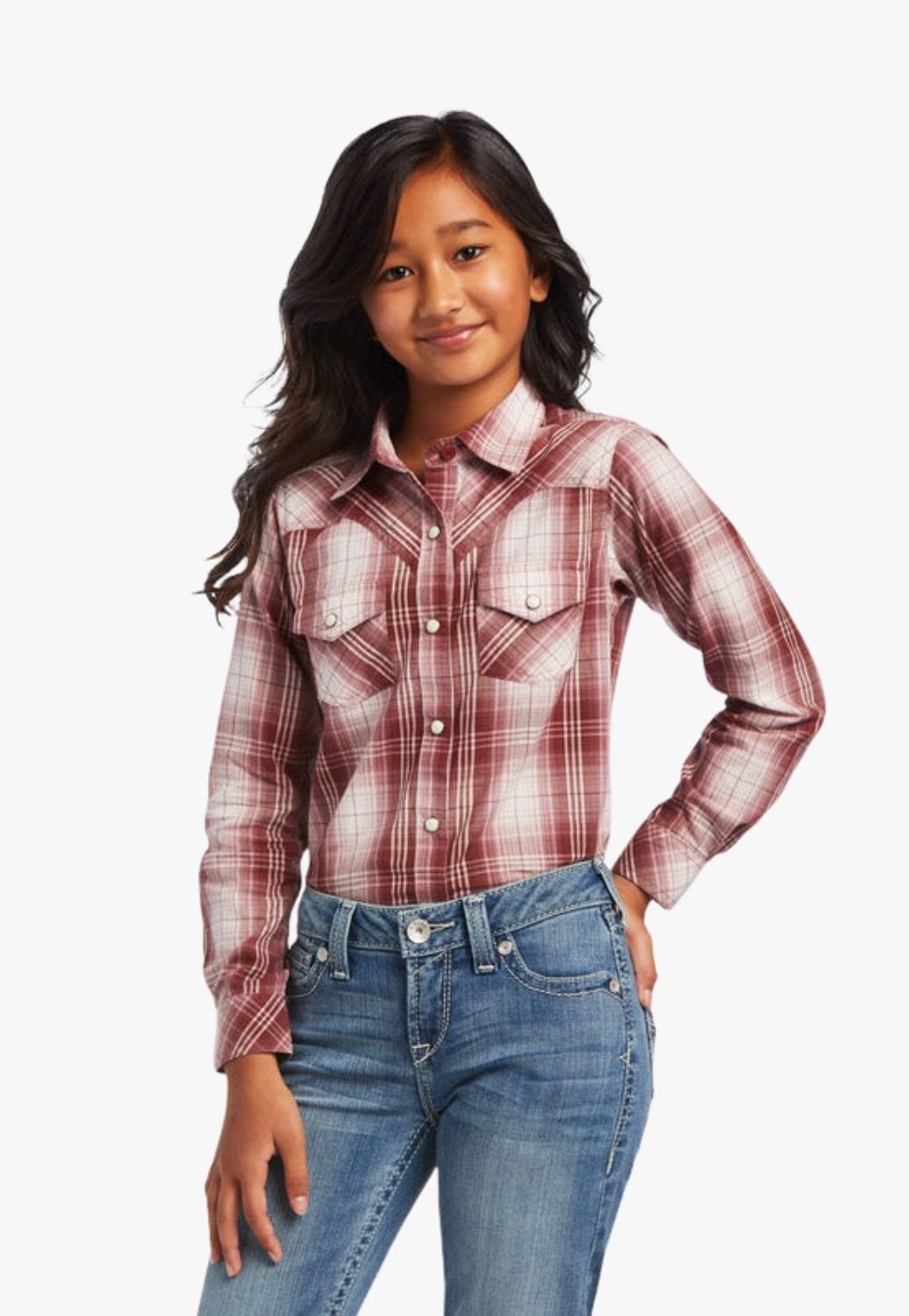 Ariat CLOTHING-Girls Long Sleeve Shirts Ariat Girls REAL Plaid Long Sleeve Shirt