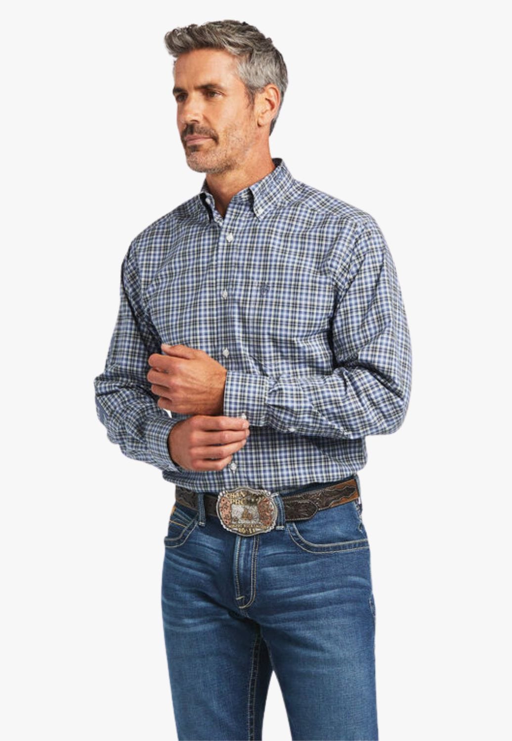 Ariat CLOTHING-Mens Long Sleeve Shirts Ariat Mens Pro Series Team Adriel Fitted Long Sleeve Shirt