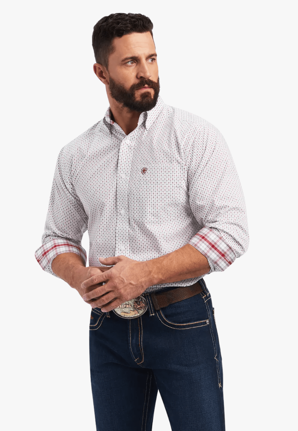 Ariat CLOTHING-Mens Long Sleeve Shirts Ariat Mens Wrinkle Free Clinton Fitted Long Sleeve Shirt