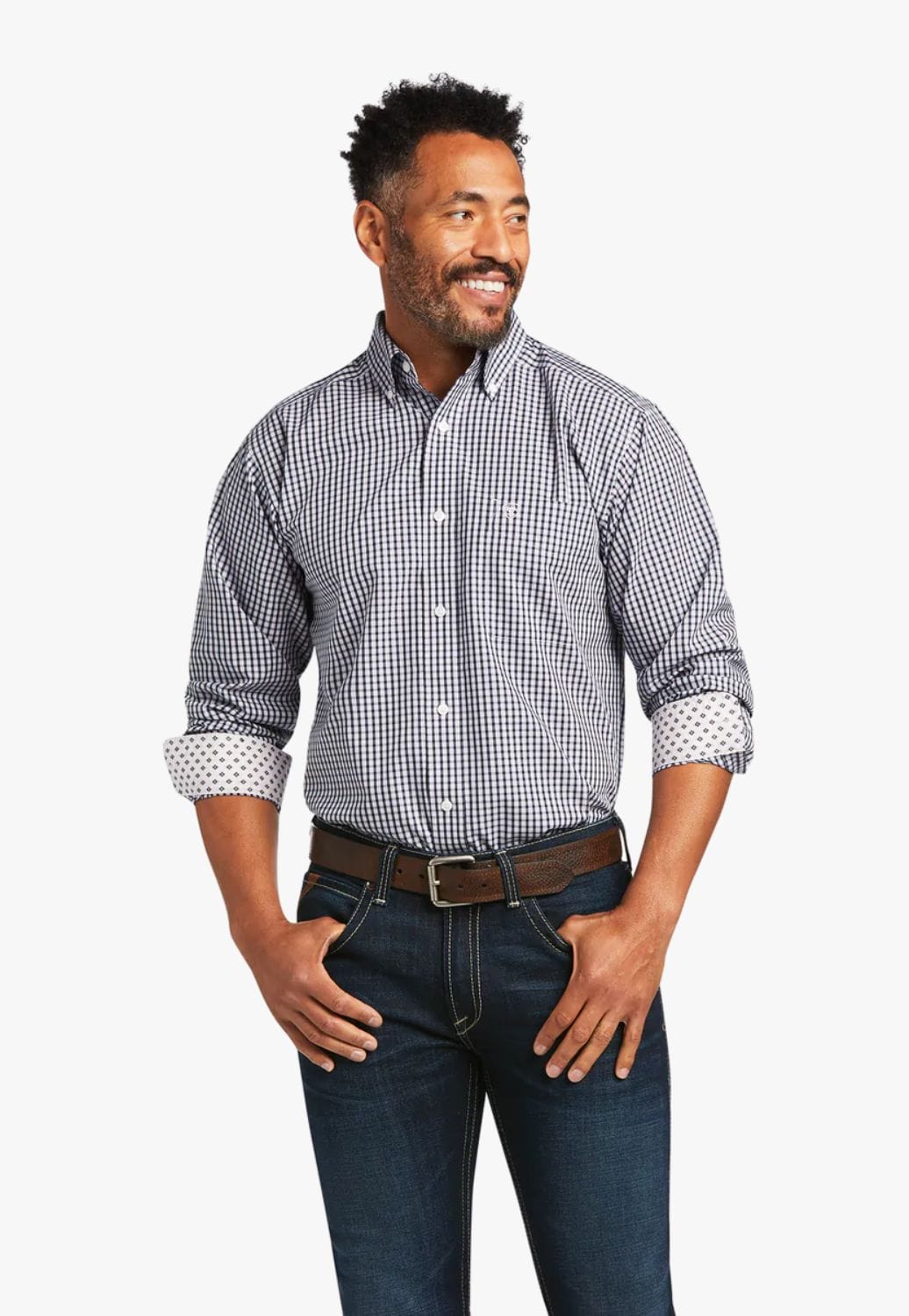 Ariat CLOTHING-Mens Long Sleeve Shirts Ariat Mens Wrinkle Free Dandre Fitted Long Sleeve Shirt