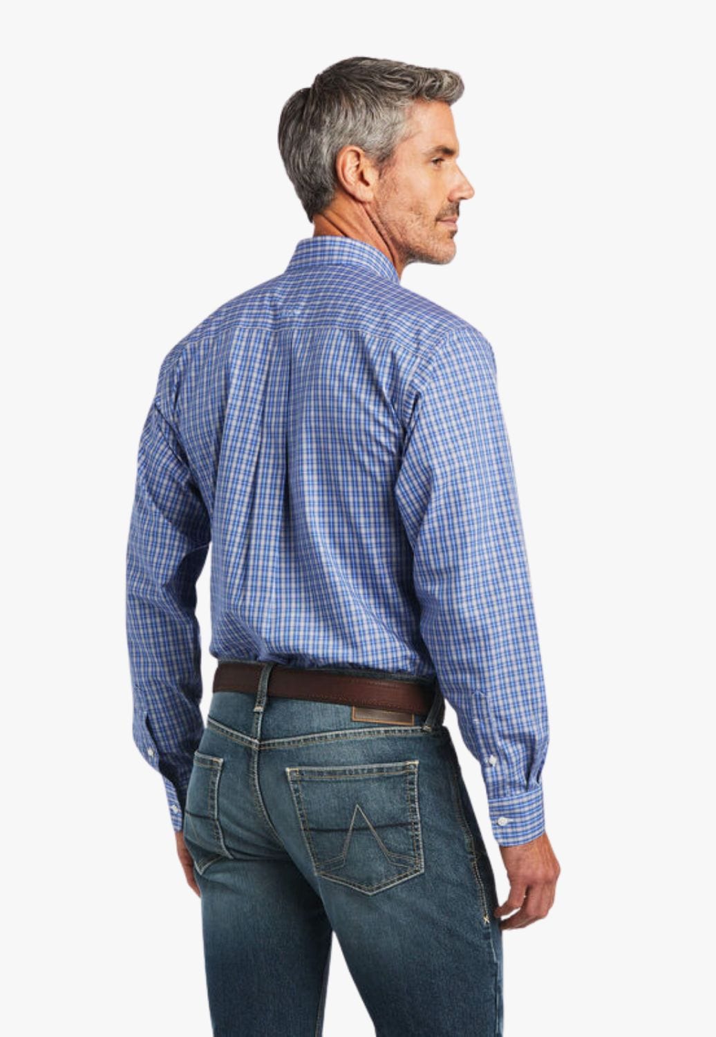 Ariat CLOTHING-Mens Long Sleeve Shirts Ariat Mens Wrinkle Free Ezrah Fitted Long Sleeve Shirt