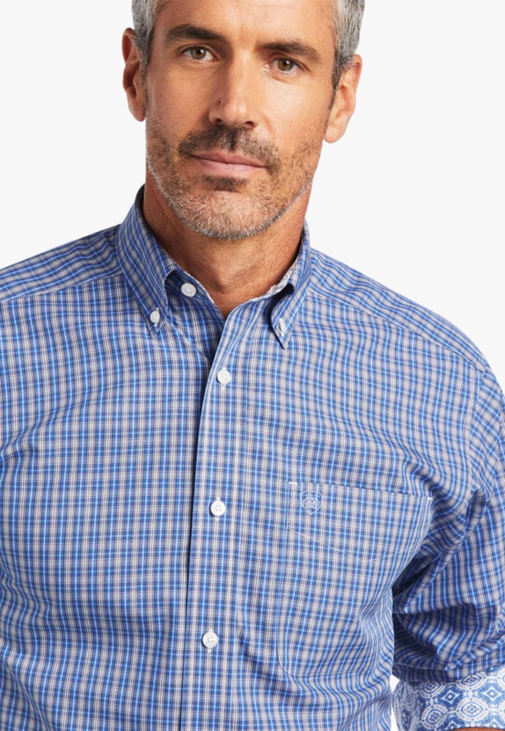 Ariat CLOTHING-Mens Long Sleeve Shirts Ariat Mens Wrinkle Free Ezrah Fitted Long Sleeve Shirt