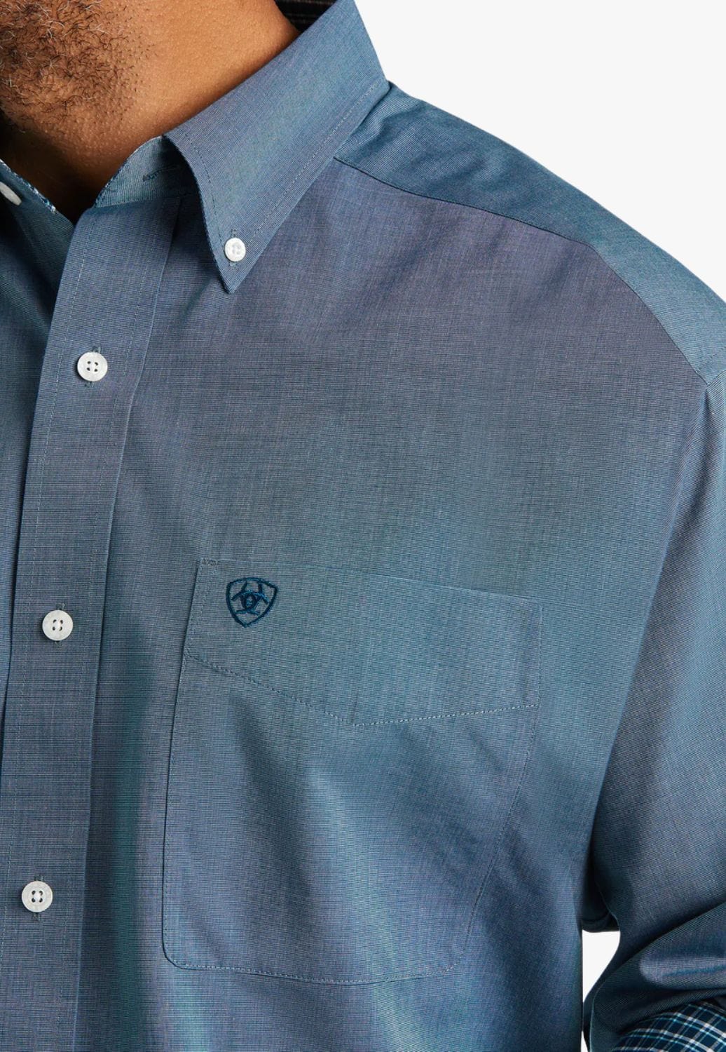 Ariat CLOTHING-Mens Long Sleeve Shirts Ariat Mens Wrinkle Free Pinpoint Oxford Classic Long Sleeve Shirt