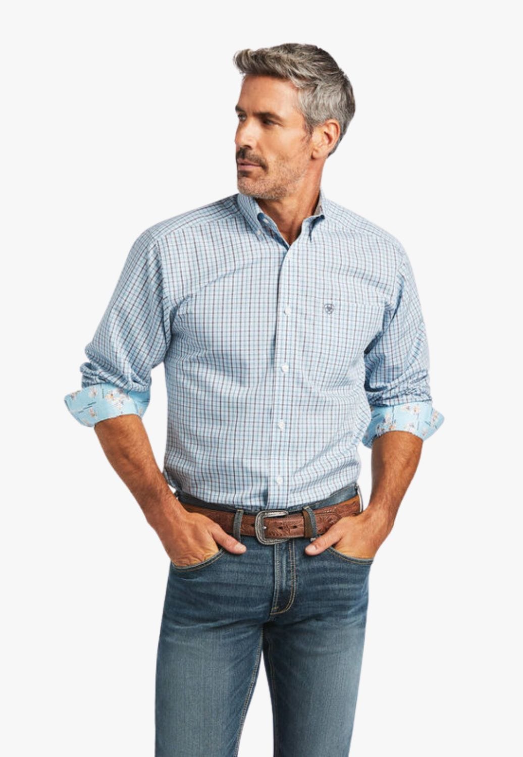 Ariat CLOTHING-Mens Long Sleeve Shirts Ariat Mens Yair Fitted Long Sleeve Shirt