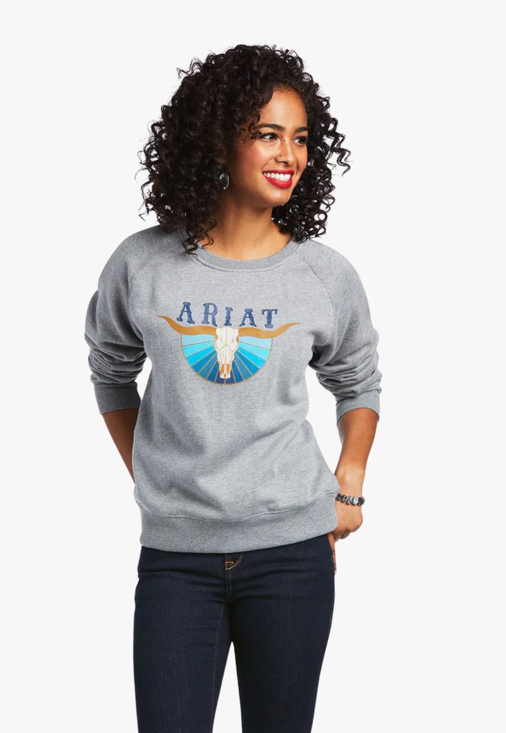 Ariat CLOTHING-Womens Pullovers Ariat Womens REAL Pacific Steer Head Pullover