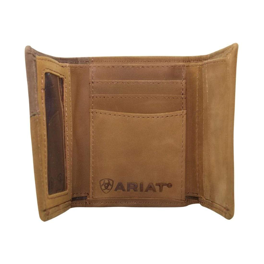 Ariat ACCESSORIES-Mens Wallets Distressed Brown Ariat Mens Tri-Fold Wallet
