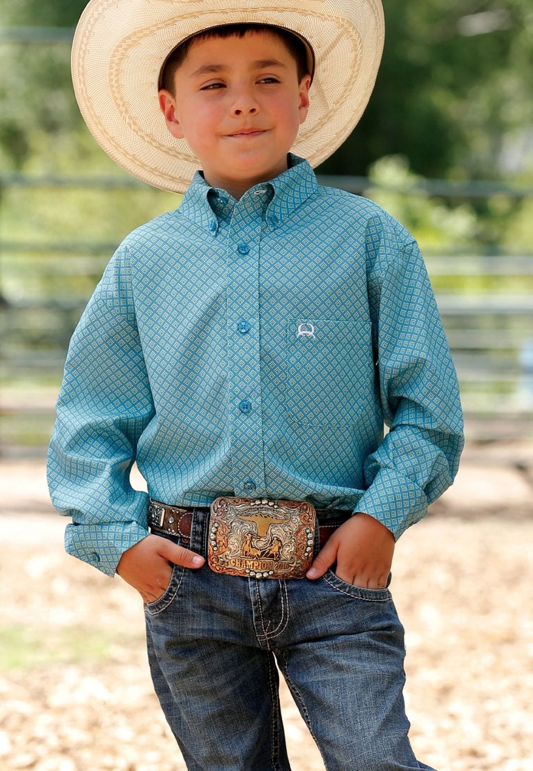 Cinch CLOTHING-Boys Long Sleeve Shirts Cinch Boys Arena Flex Long Sleeve Shirt