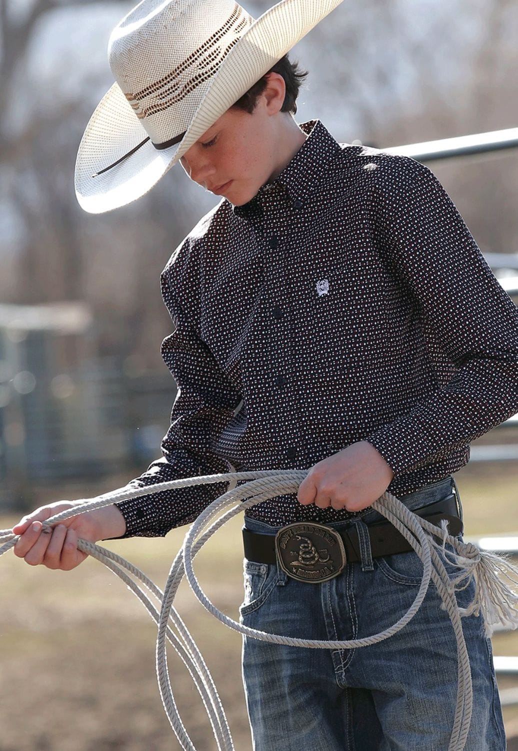 Cinch CLOTHING-Boys Long Sleeve Shirts Cinch Boys Button Down Long Sleeve Shirt