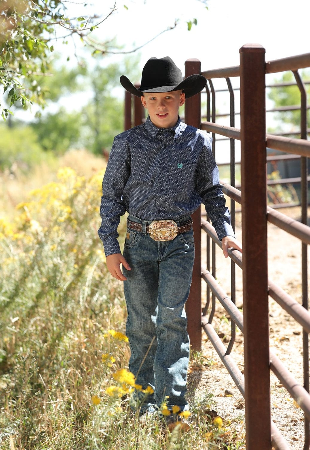Cinch CLOTHING-Boys Long Sleeve Shirts Cinch Boys Geo Print Long Sleeve Shirt