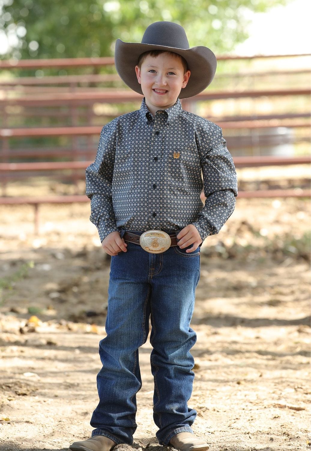 Cinch CLOTHING-Boys Long Sleeve Shirts Cinch Boys Medallion Print Button Down Long Sleeve Shirt