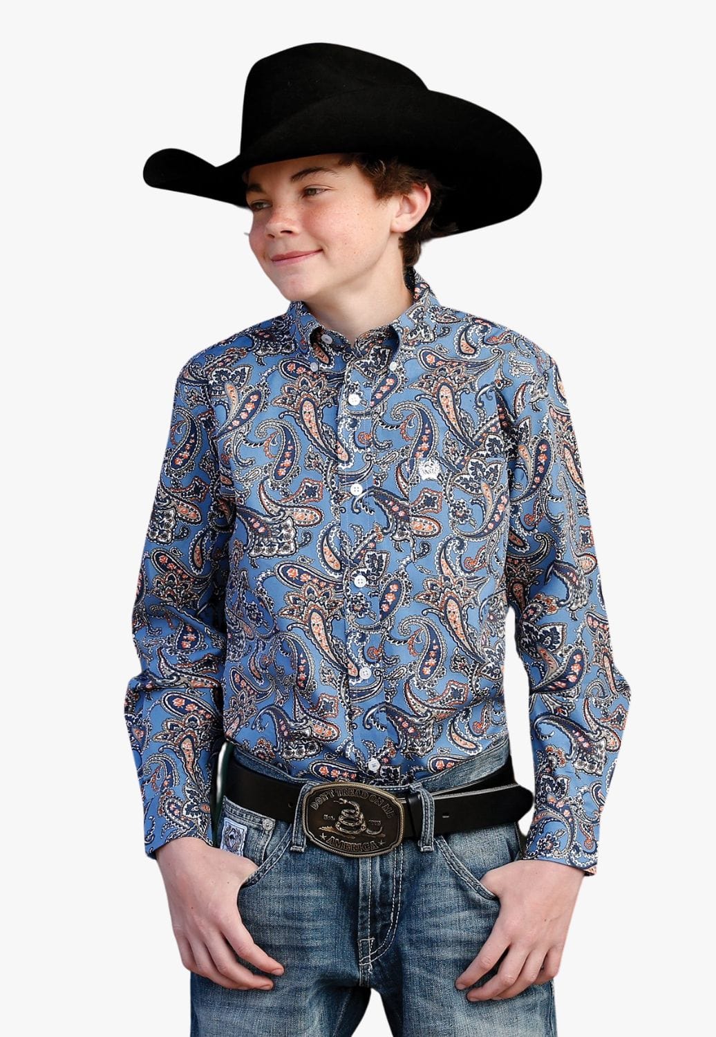 Cinch CLOTHING-Boys Long Sleeve Shirts Cinch Boys Paisley Print Long Sleeve Shirt