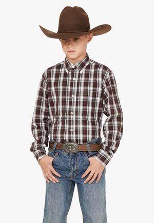 Cinch CLOTHING-Boys Long Sleeve Shirts Cinch Boys Plaid Button Down Long Sleeve Shirt