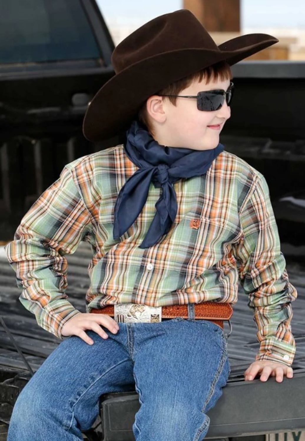 Cinch CLOTHING-Boys Long Sleeve Shirts Cinch Boys Plaid Long Sleeve Shirt