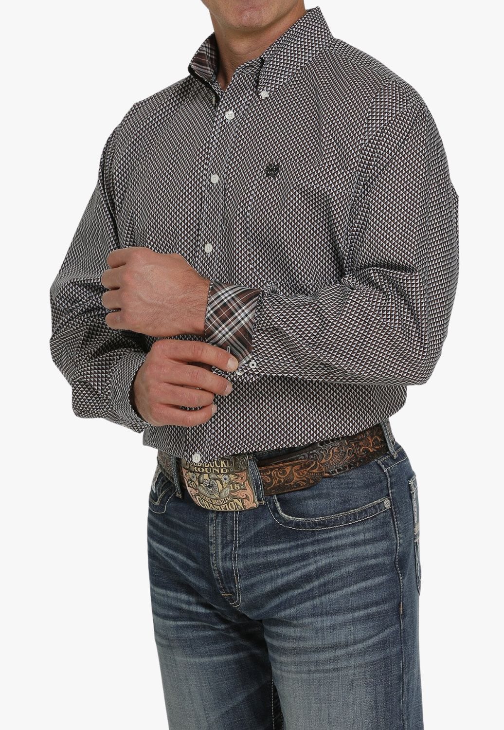 Cinch CLOTHING-Mens Long Sleeve Shirts Cinch Mens Geo Print Button Down Long Sleeve Shirt