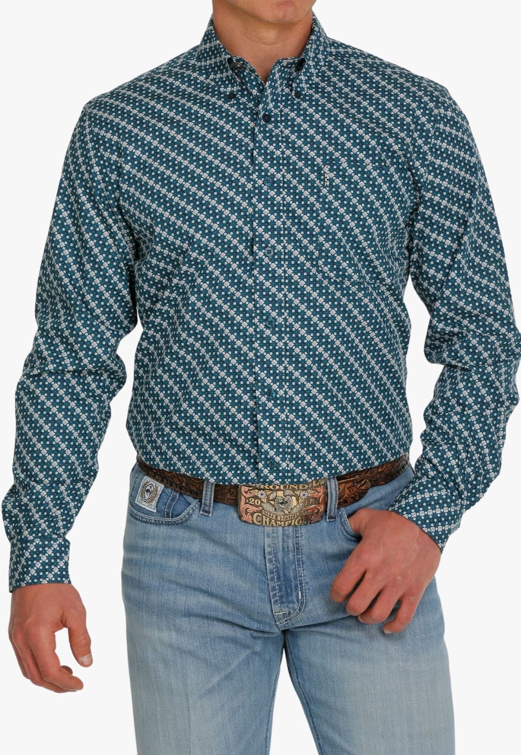 Cinch CLOTHING-Mens Long Sleeve Shirts Cinch Mens Geo Print Long Sleeve Shirt