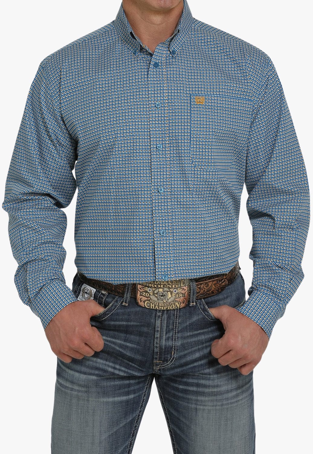 Cinch CLOTHING-Mens Long Sleeve Shirts Cinch Mens Geo Print Long Sleeve Shirt