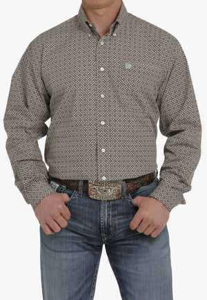 Cinch CLOTHING-Mens Long Sleeve Shirts Cinch Mens Geometric Button Down Long Sleeve Shirt