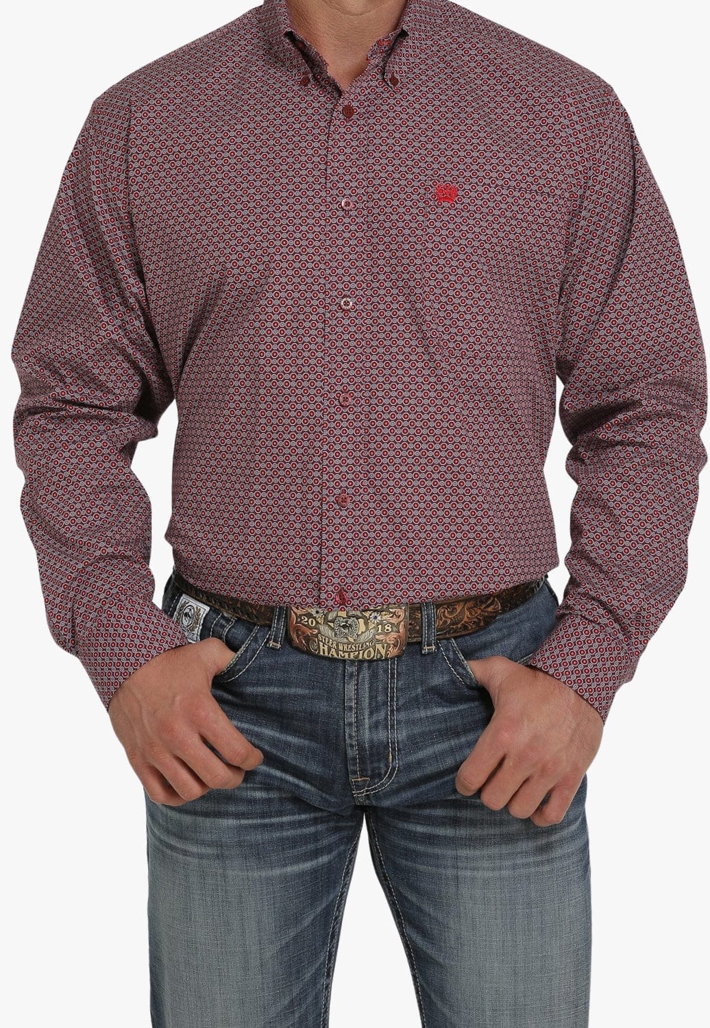 Cinch CLOTHING-Mens Long Sleeve Shirts Cinch Mens Medallion Long Sleeve Shirt