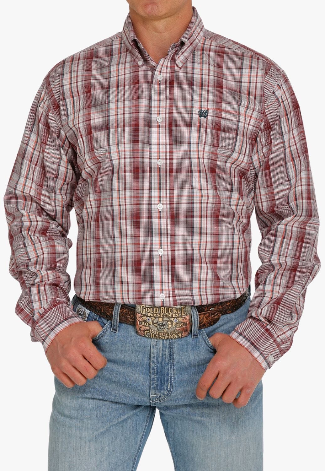 Cinch CLOTHING-Mens Long Sleeve Shirts Cinch Mens Plaid Long Sleeve Shirt