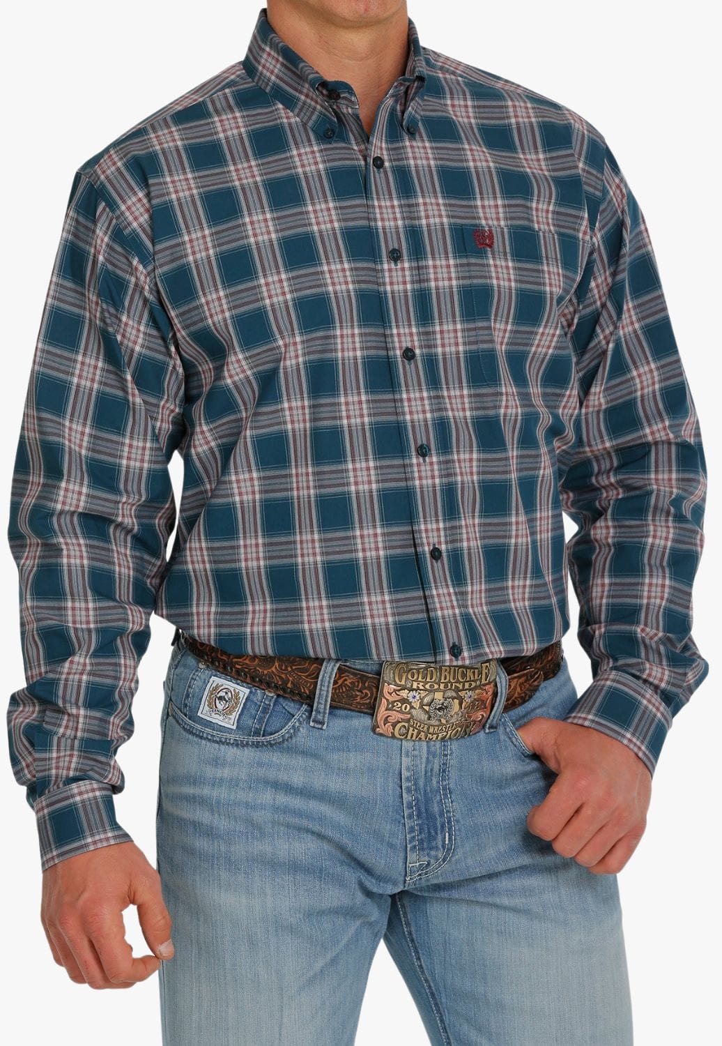 Cinch CLOTHING-Mens Long Sleeve Shirts Cinch Mens Plaid Long Sleeve Shirt