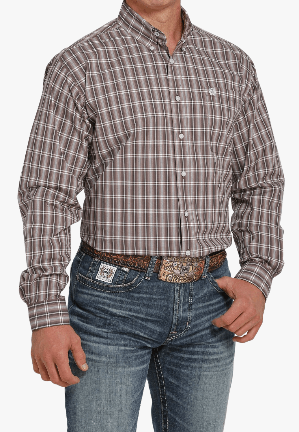 Cinch CLOTHING-Mens Long Sleeve Shirts Cinch Mens Plaid Long Sleeve Shirt