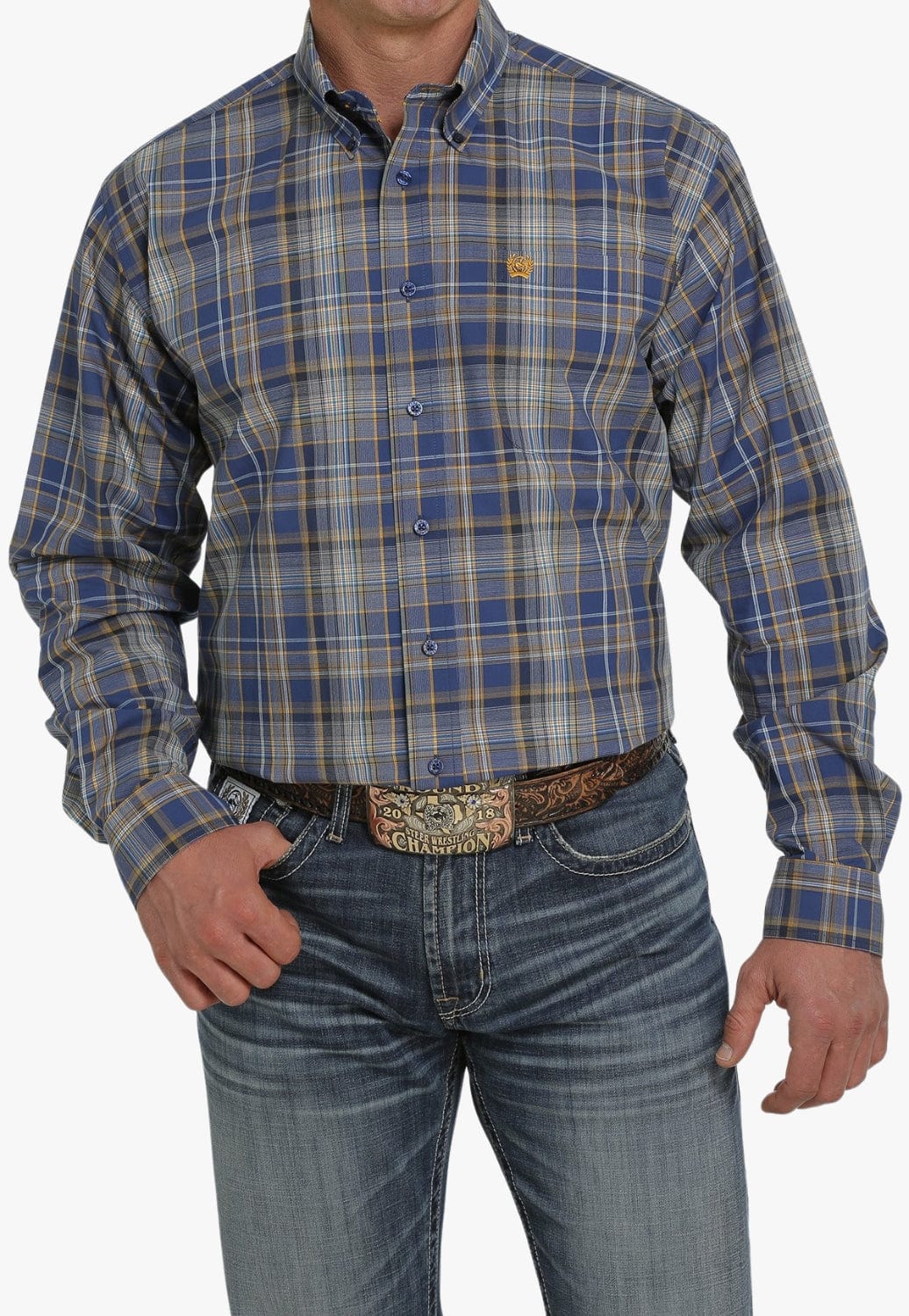 Cinch CLOTHING-Mens Long Sleeve Shirts Cinch Mens Plaid Long Sleeve Shirt
