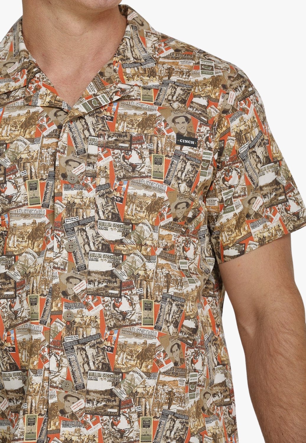 Cinch CLOTHING-Mens Short Sleeve Shirts Cinch Mens Rodeo Print Short Sleeve Shirt