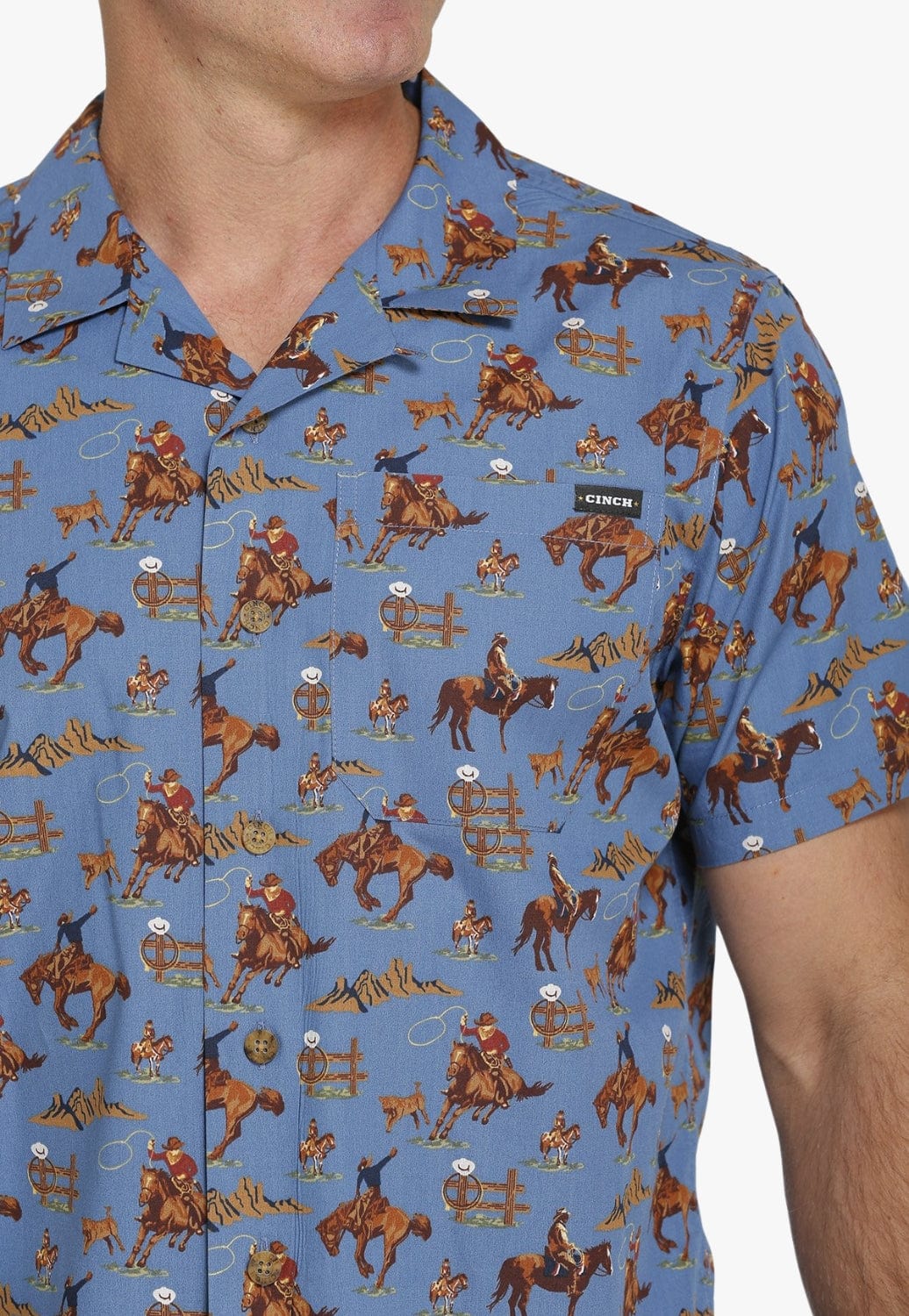 Cinch CLOTHING-Mens Short Sleeve Shirts Cinch Mens Rodeo Print Short Sleeve Shirt