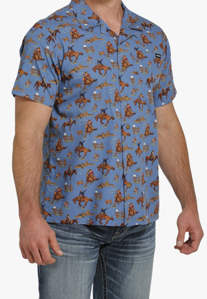 Cinch CLOTHING-Mens Short Sleeve Shirts Cinch Mens Rodeo Print Short Sleeve Shirt