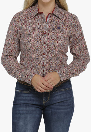 Cinch CLOTHING-Womens Long Sleeve Shirts Cinch Womens Geo Print Long Sleeve Shirt