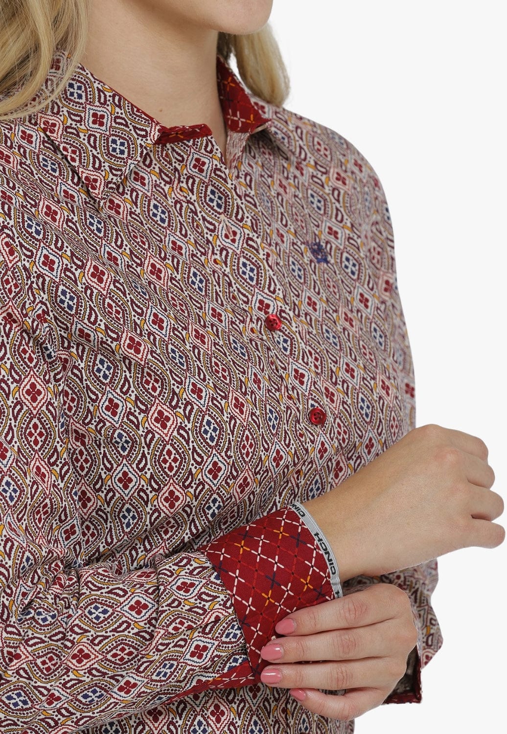 Cinch CLOTHING-Womens Long Sleeve Shirts Cinch Womens Geo Print Long Sleeve Shirt
