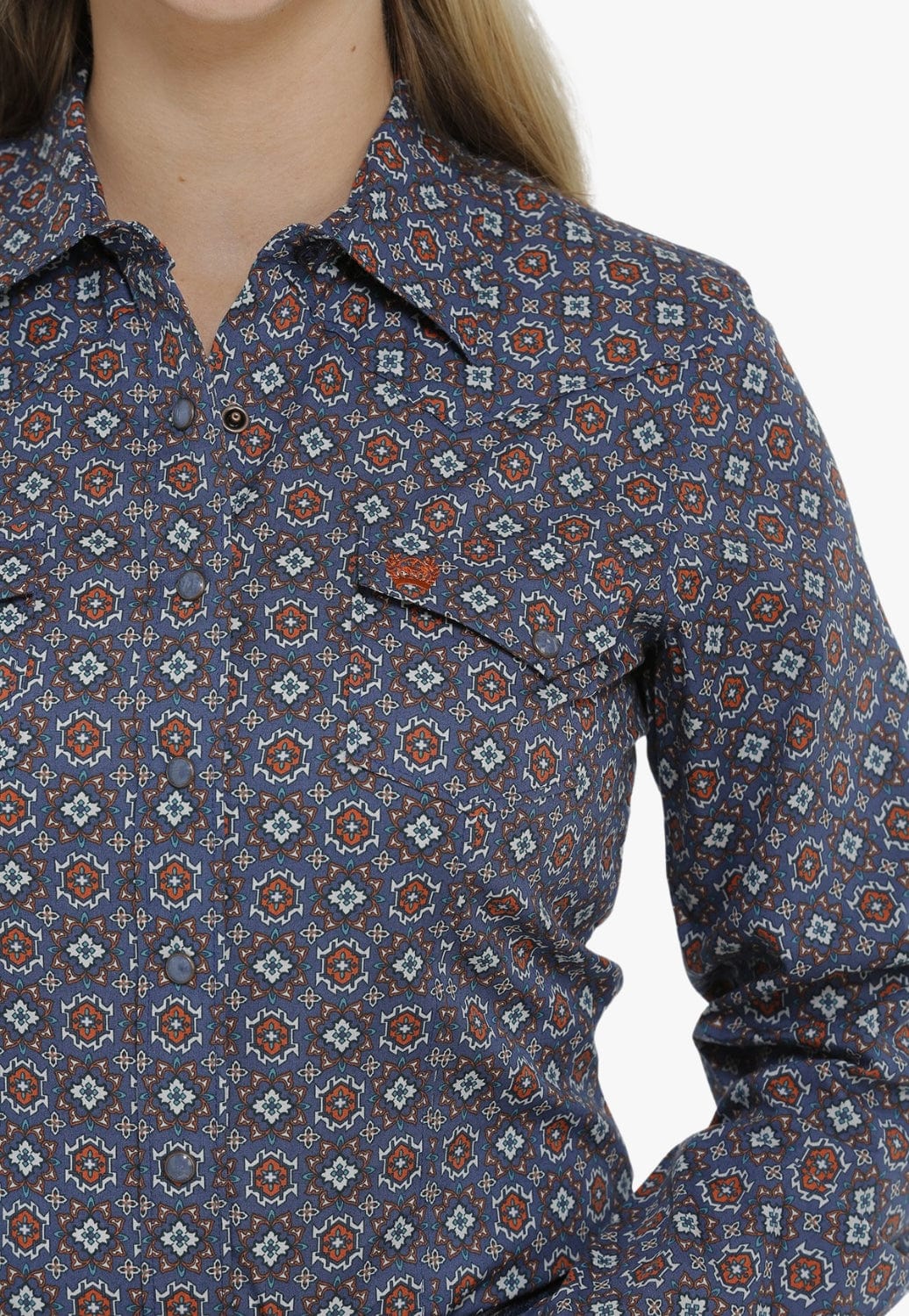Cinch CLOTHING-Womens Long Sleeve Shirts Cinch Womens Geo Print Long Sleeve Shirt